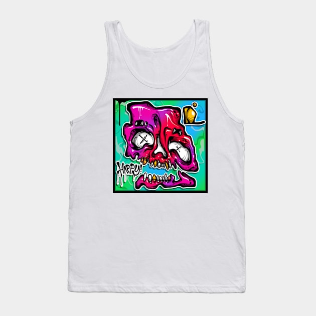 Happy Graffiti Skull Tank Top by Graffitidesigner